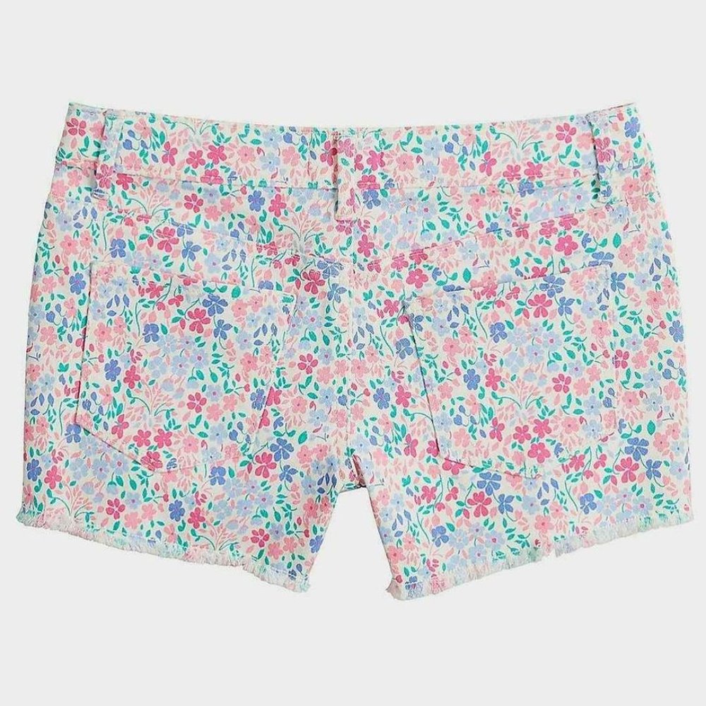 NEW Girls SO Raw Hem DENIM Shortie Short Floral Size 12 - Picture 2 of 5